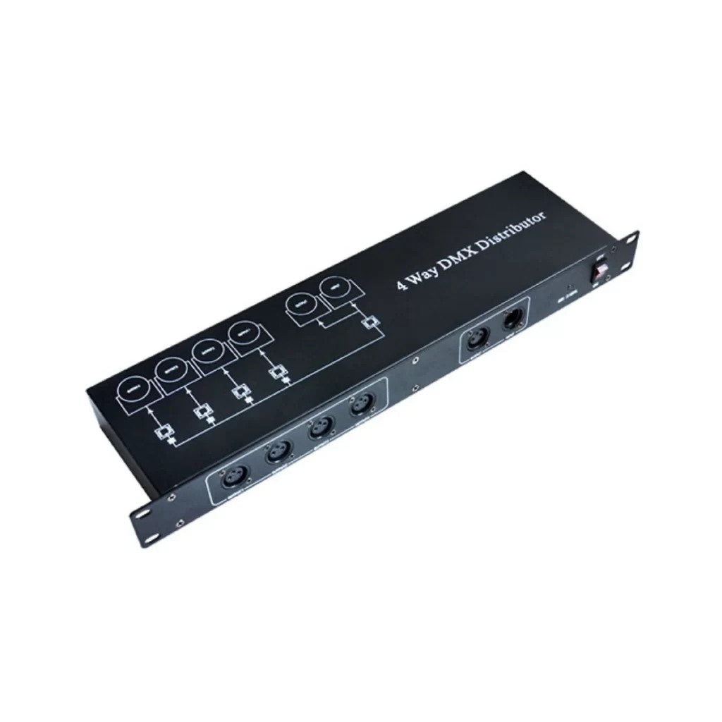 מפצל DMX‏ (ספליטר) 4 ערוצים לארון RACK 1U