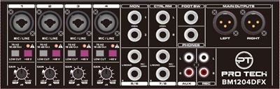 ⁦מיקסר מותג PRO TECH דגם BM1204DFX סליידים 4 מונו 2 סטריאו עם REC/USB/BT וכולל אפקט⁩ – תמונה ⁦5⁩